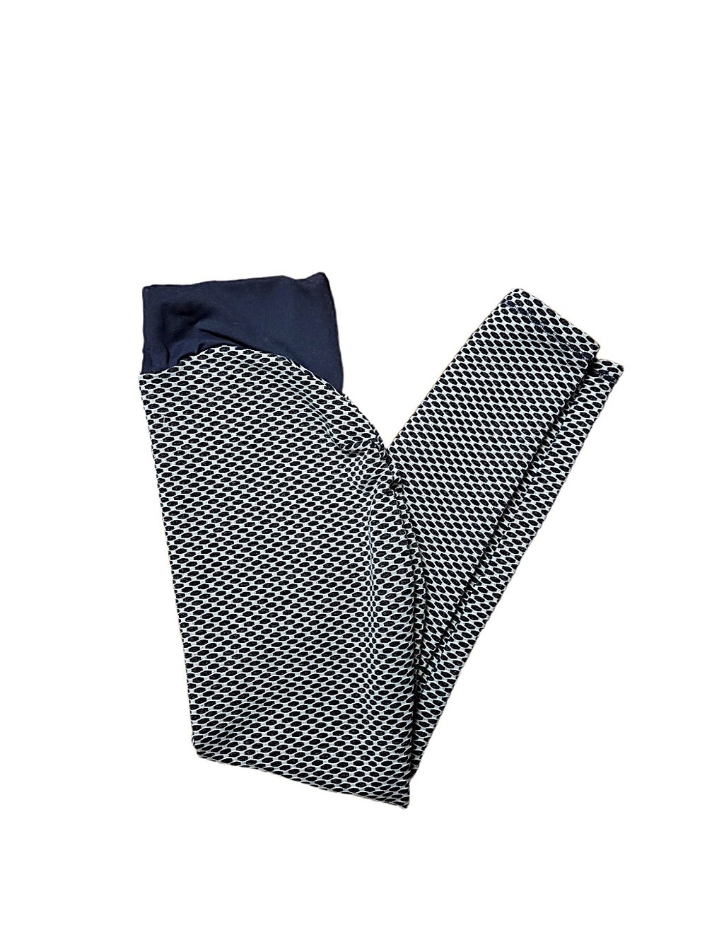 TikTok Viral Honeycomb Booty Scrunch Leggings | Black & White Textured | Size Sm